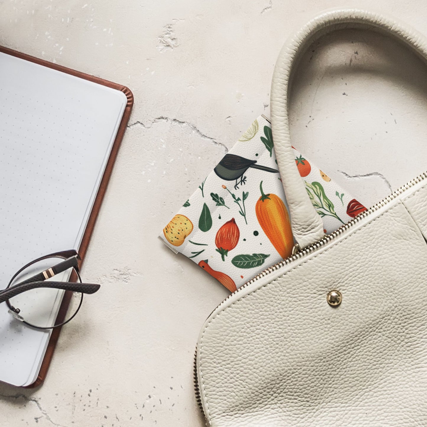 Botanical Garden Veggie Snap Coin Purse (10×11cm) – PU Leather Pocket Wallet with Spring Frame Closure, Nature-Inspired Mini Storage Bag